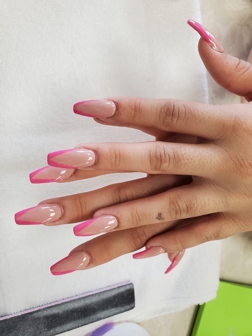 Close-up of polished nails and detail work